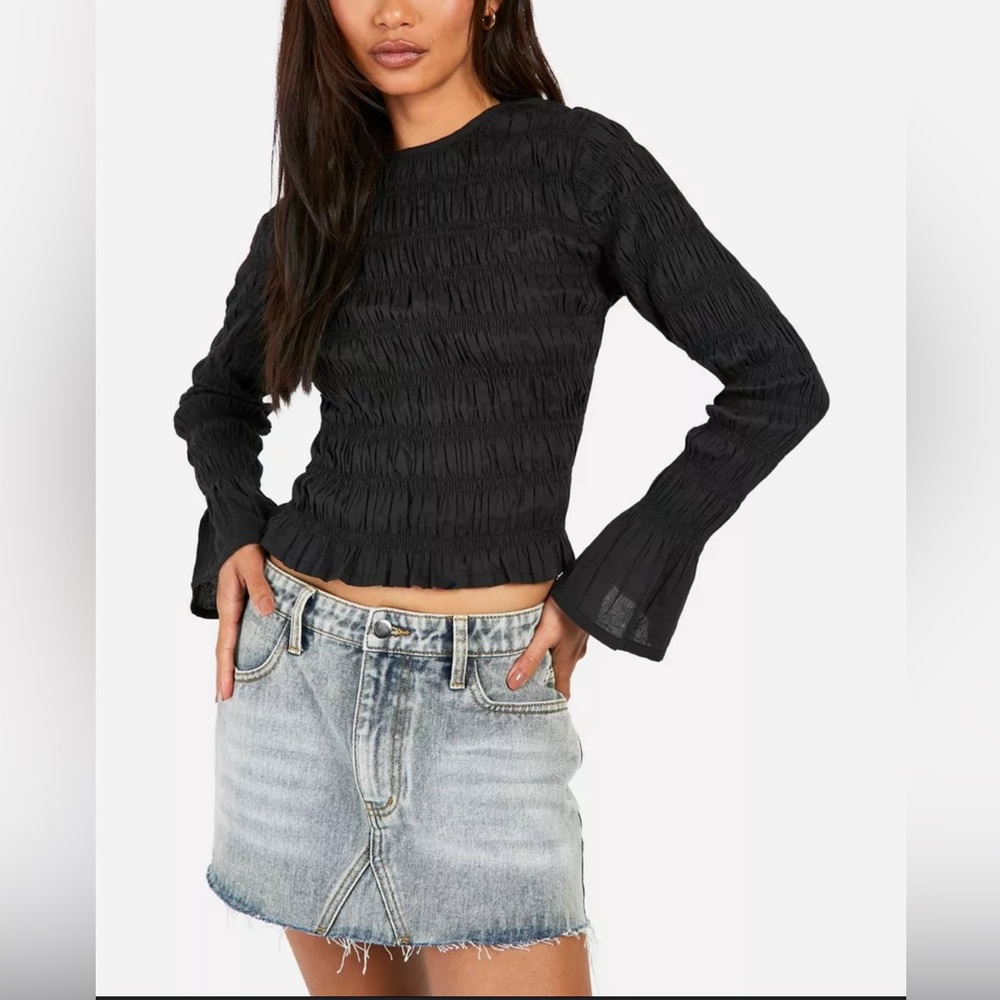 Lot of 2 Tops/ 2 Black Tops SHEIN SZ:M 1 Tank w ribbing 1 sheer long sleeves NEW